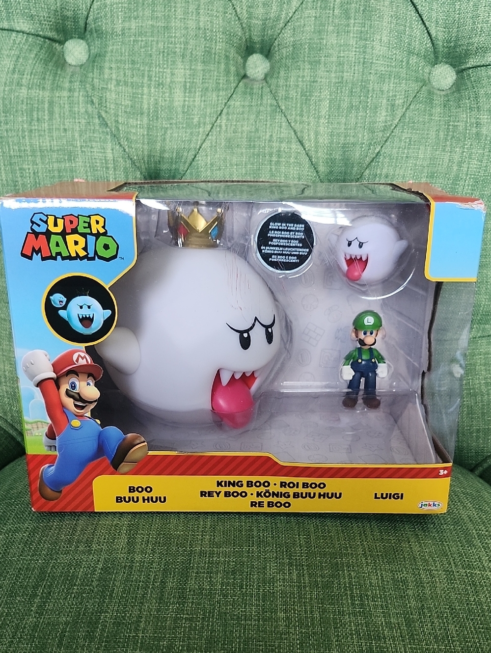 Super Mario King Boo Figure with Luigi - Official